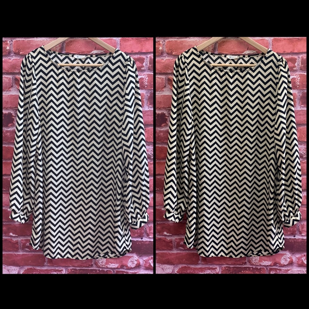 Everly Chevron Long Sleeve Shirt Dress